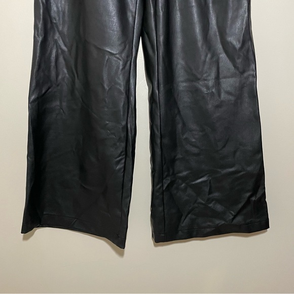 Anthropologie The Naomi Wide Leg Flare Pants Faux Leather - Picture 4 of 8